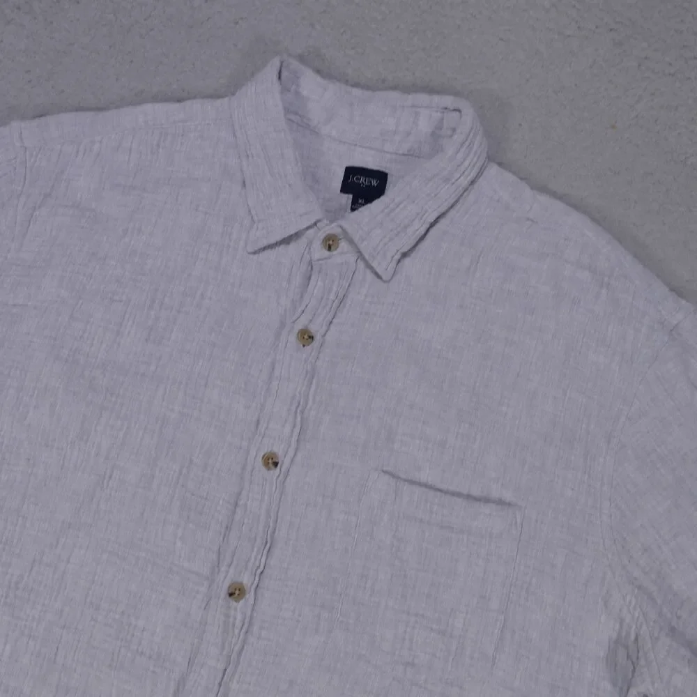 J.Crew Short Sleeve Gauze Shirt Mens XL Grey Textured Button Up